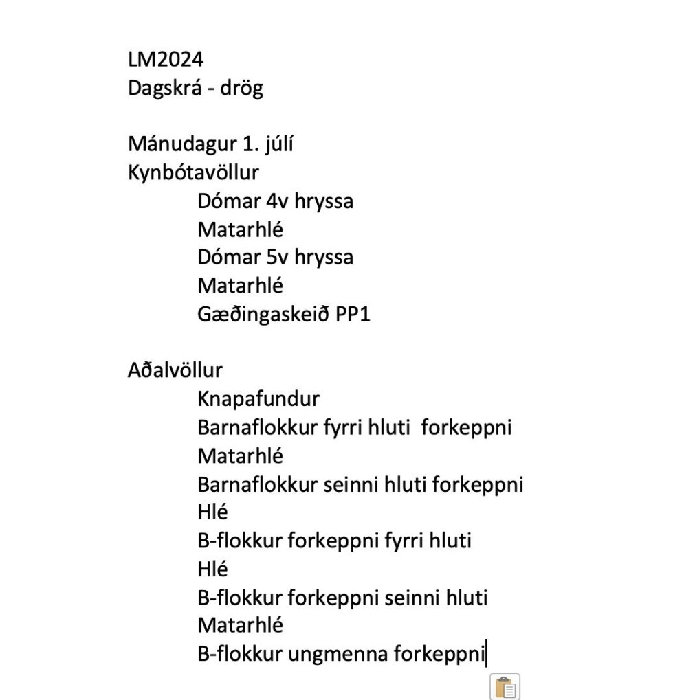 Drög að dagskrá Landsmóts 2024